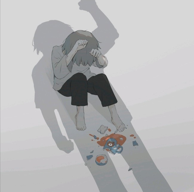 一组暗黑插画,不幸的童年带来的心理阴影