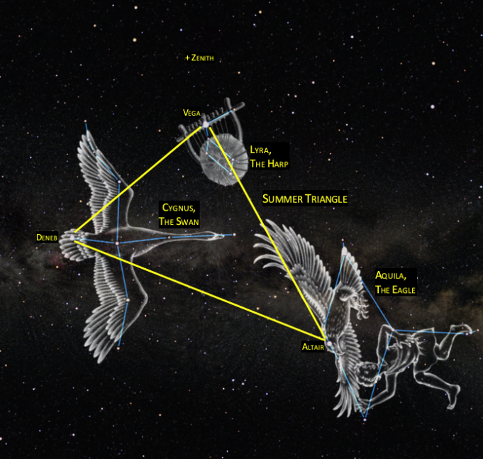 天津四deneb=天鹅座α星牛郎星altair=河鼓二或天鹰座α星织女星vega=