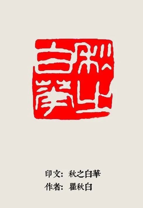 婚后,瞿秋白精心设计并篆刻刻了一方"秋之白华"印章,亦可看作"秋白之