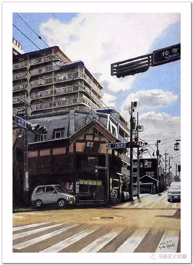 日本绘画彩色铅笔描绘的宁静街景