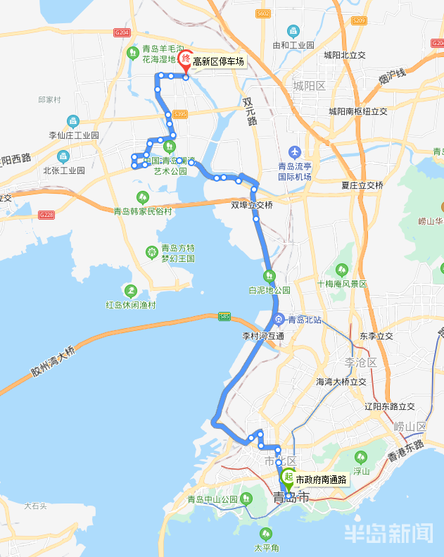 青岛观光巴士路线图图片