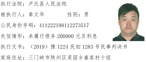 卢氏法院公布2020年第六批失信人员名单快来围观