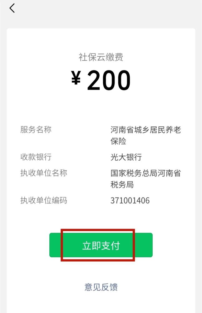 养老预选档次(200元-5000元)--去支付--立即支付--输入密码缴费成功