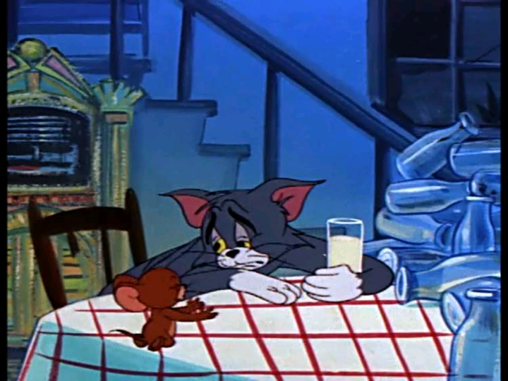 猫和老鼠赶走了杰瑞的汤姆继续又喝酒了喝醉了就不伤心了
