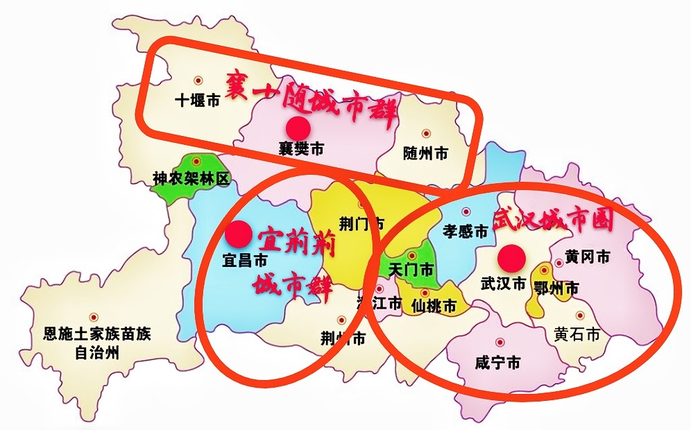 湖北省地形东西长,南北窄,城市主要分布在汽车工业走廊,化工工业走廊