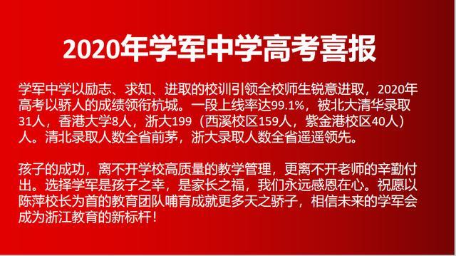 2020年临安中学,学军中学,富阳中学高考喜报出炉!