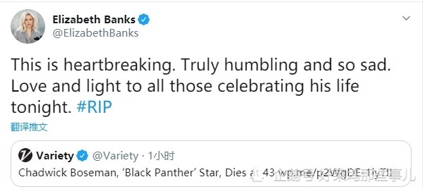 查德维克·博斯曼|好莱坞明星纷纷悼念“黑豹” 美国队长：安息吧国王！