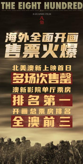 八佰|华语巨制《八佰》破17亿，海外现已全面开画，影院多场次售罄