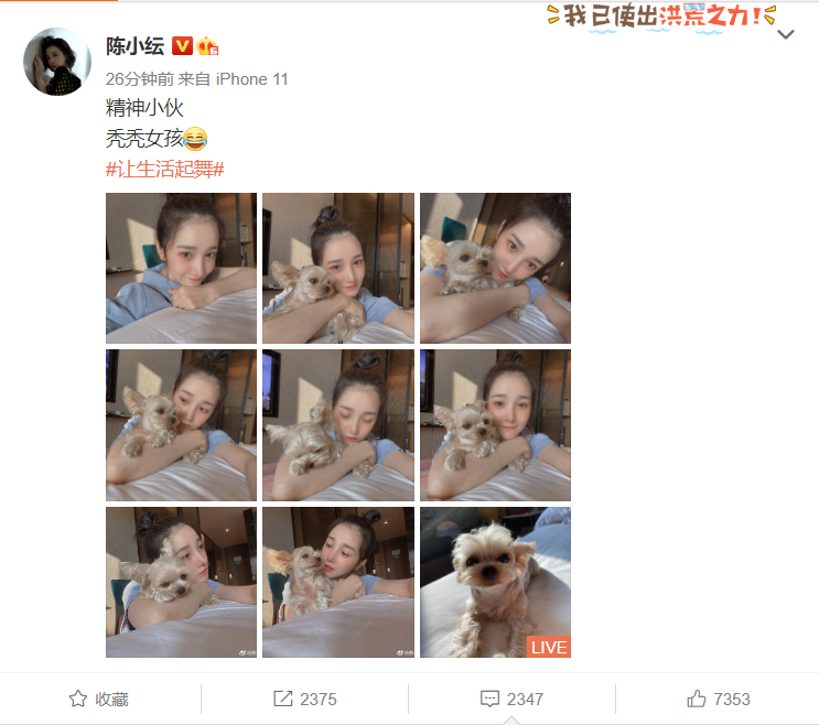 陈小纭|陈小纭宣布分手后首晒自拍，扎起丸子头面带微笑，这么快就释然了？