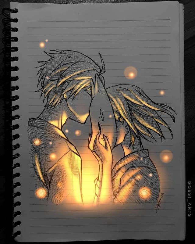 动漫角色会发光漫画家手绘荧光版二次元角色魔幻色彩美图