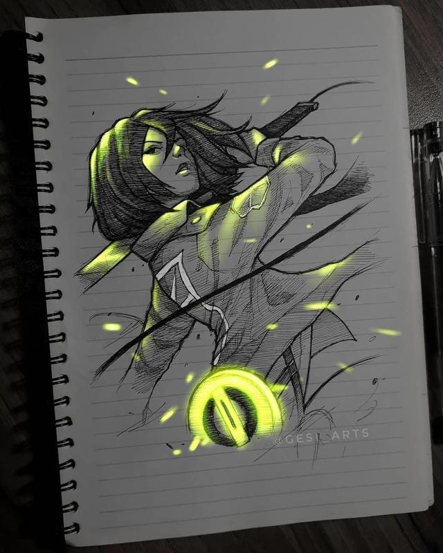 动漫角色会发光漫画家手绘荧光版二次元角色魔幻色彩美图