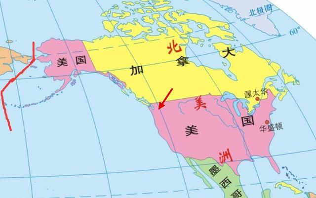 红色箭头所指是哥伦比亚河流域的大概位置