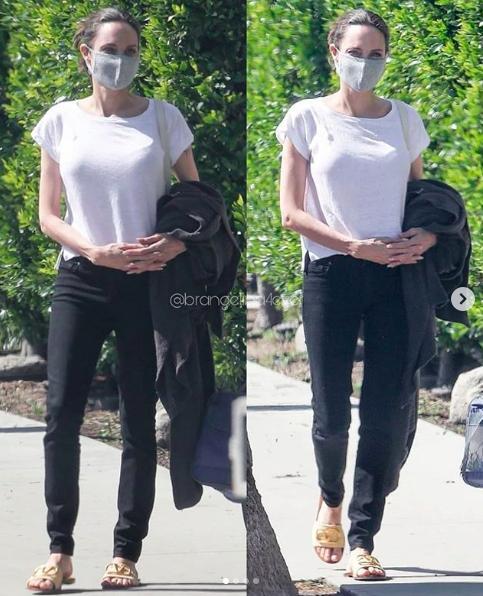 安吉丽娜·朱莉|朱莉真节俭，白色素T穿几年，一对拖鞋穿整个夏天，无畏皮特恋情