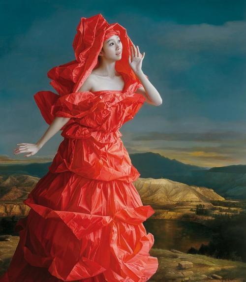画家|画家用纸做婚纱，给模特穿上画出惊艳“婚纱照”，一幅卖出502万