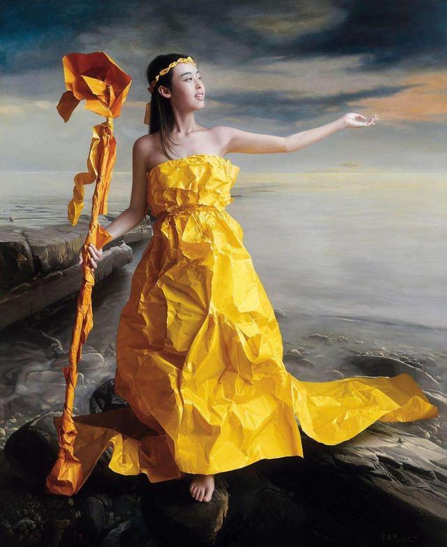 画家|画家用纸做婚纱，给模特穿上画出惊艳“婚纱照”，一幅卖出502万