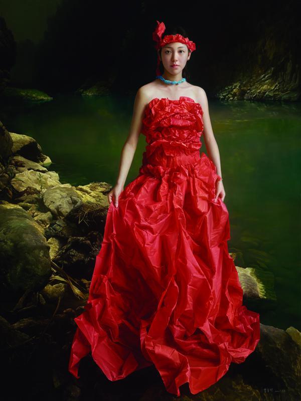 画家|画家用纸做婚纱，给模特穿上画出惊艳“婚纱照”，一幅卖出502万