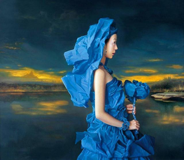 画家|画家用纸做婚纱，给模特穿上画出惊艳“婚纱照”，一幅卖出502万