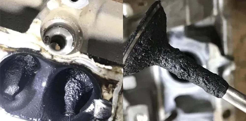 进气阀积碳:影响进气门有效开合,造成气门密封不严,使气缸压力不足