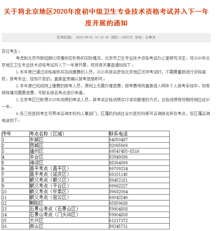 北京地区|确定取消！刚刚通知！这两地卫生考试确定取消！护士呢？