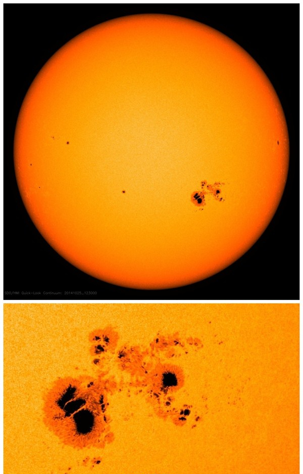 一位天文爱好者观测到太阳上出现一个火星大小的巨大黑子,研究人员