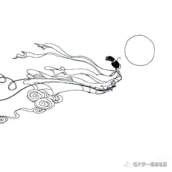 每天学一幅简笔画-嫦娥简笔画简单又漂亮