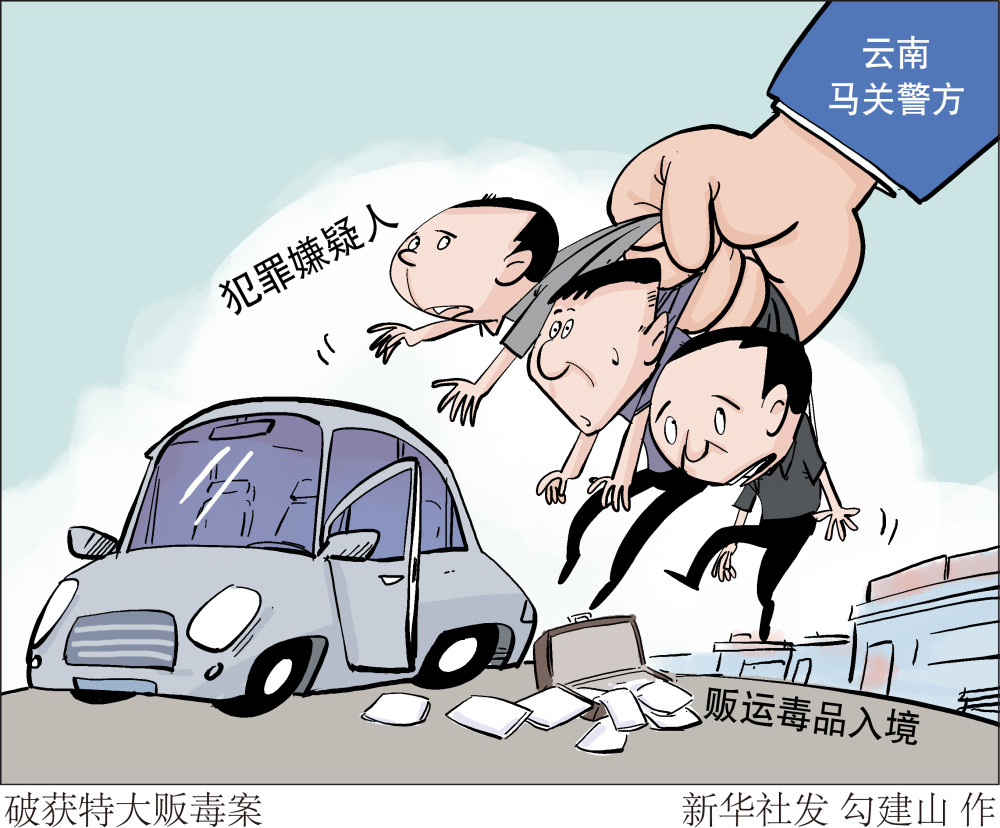 新华社图表,北京,2020年9月2日漫画:破获特大贩毒案据云南省马关县