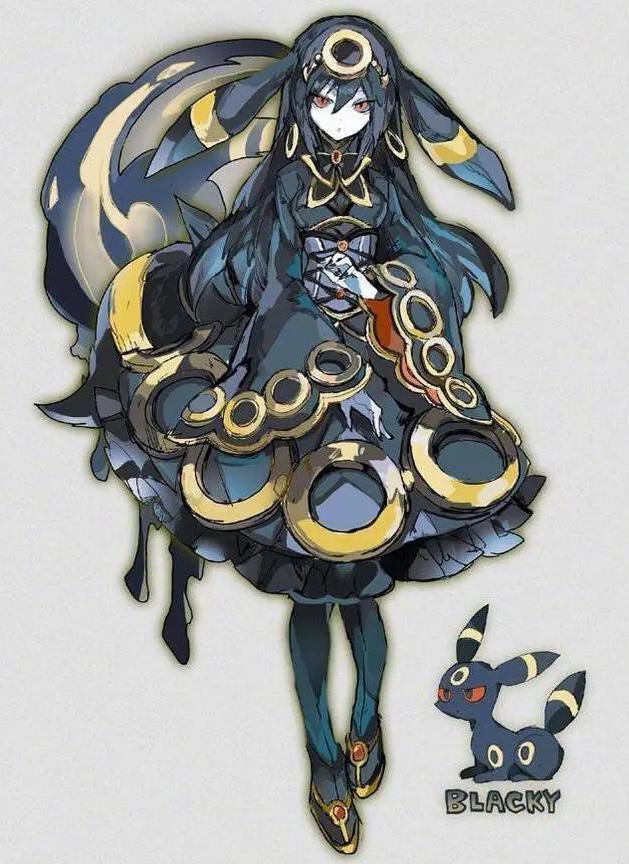 "娘化版"神奇宝贝,君主蛇化身冷艳公主,月伊布变身邪恶女巫