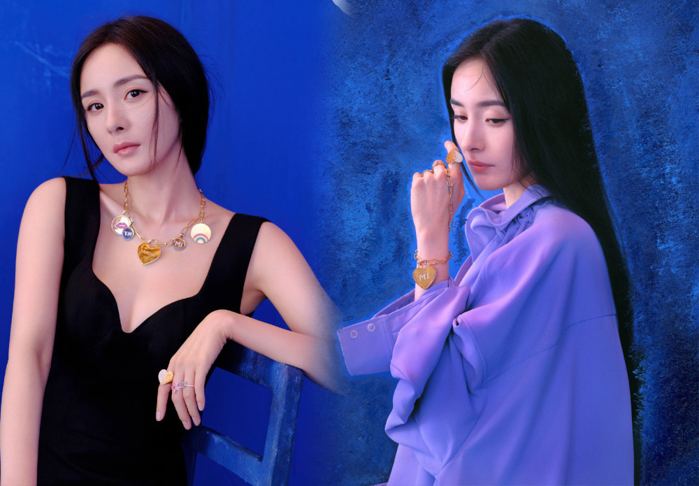 杨幂|杨幂油画风封面曝光，黑长直造型诠释复古摩登范，戴夸张项链暗藏小心机