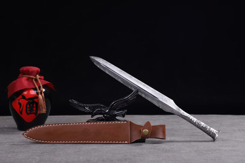 小剑|手锻一体小剑，手工折叠百炼花纹钢