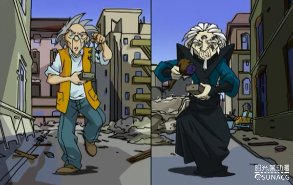 和巨型魔怪争抢马符咒魔力时,老爹想趁刀龙不注意向其施展"石化术"