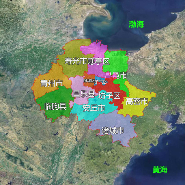 14張地形圖快速瞭解山東省濰坊各市轄區縣市