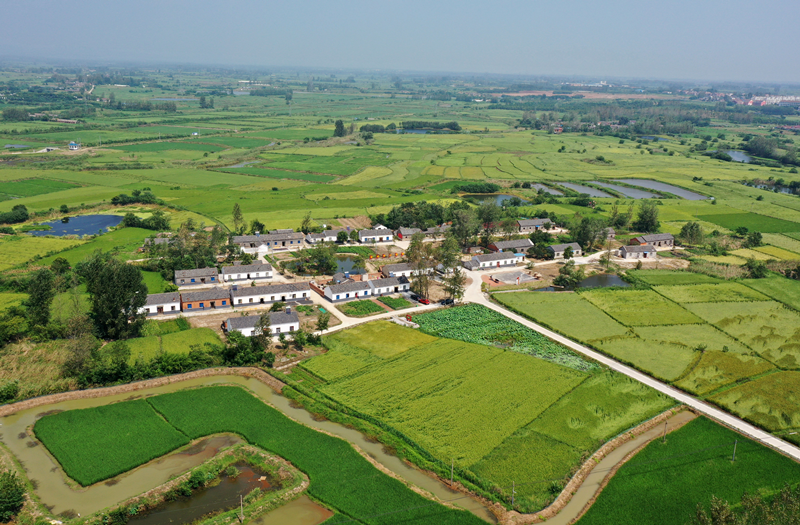 航拍的全椒县二郎口镇二郎村童杨村民组.