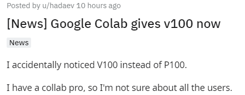 v100|谷歌Colab有了V100加持，薅羊毛快乐再次加倍