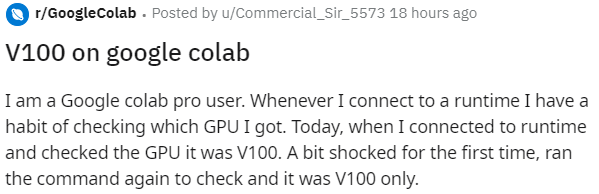 v100|谷歌Colab有了V100加持，薅羊毛快乐再次加倍