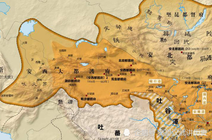 在设置安西四镇后,唐朝又设立龟兹,毗沙,焉耆,疏勒四都督府,对西域的