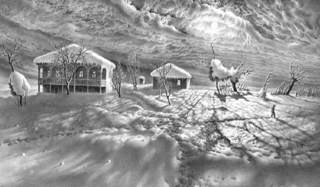雪景|75岁老人专注画雪景：一支铅笔骗过所有人，画雪62年终成大师