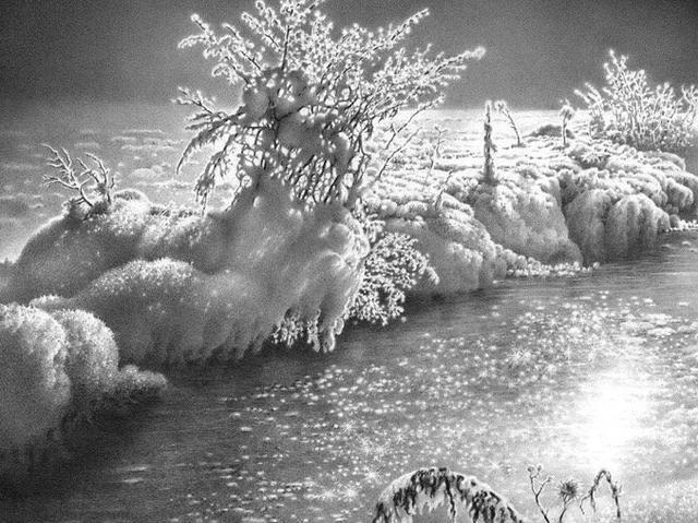 雪景|75岁老人专注画雪景：一支铅笔骗过所有人，画雪62年终成大师