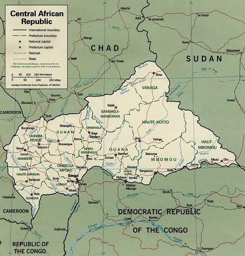 中非共和国行政区划图