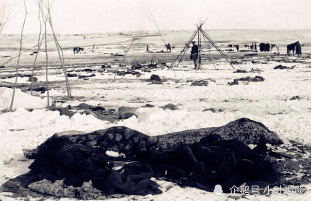 美国屠杀印第安人真实照片图六挖坑掩埋尸体图九死人满眼皆是