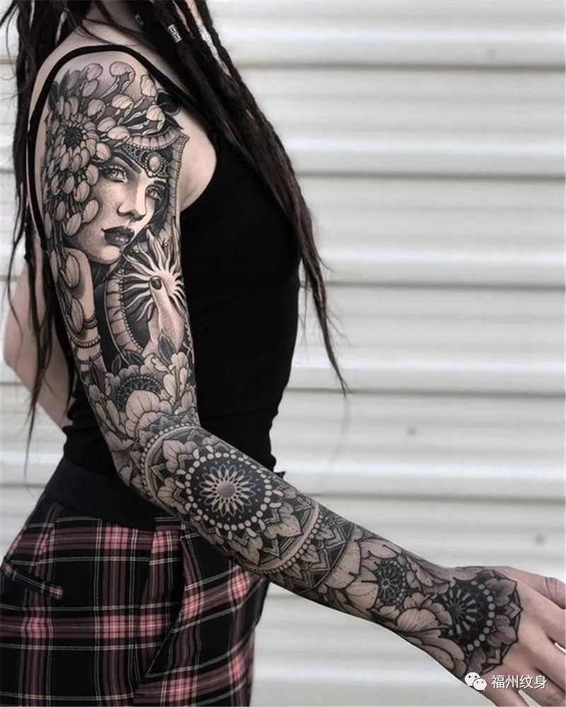 玛雅图腾风格花臂纹身图案