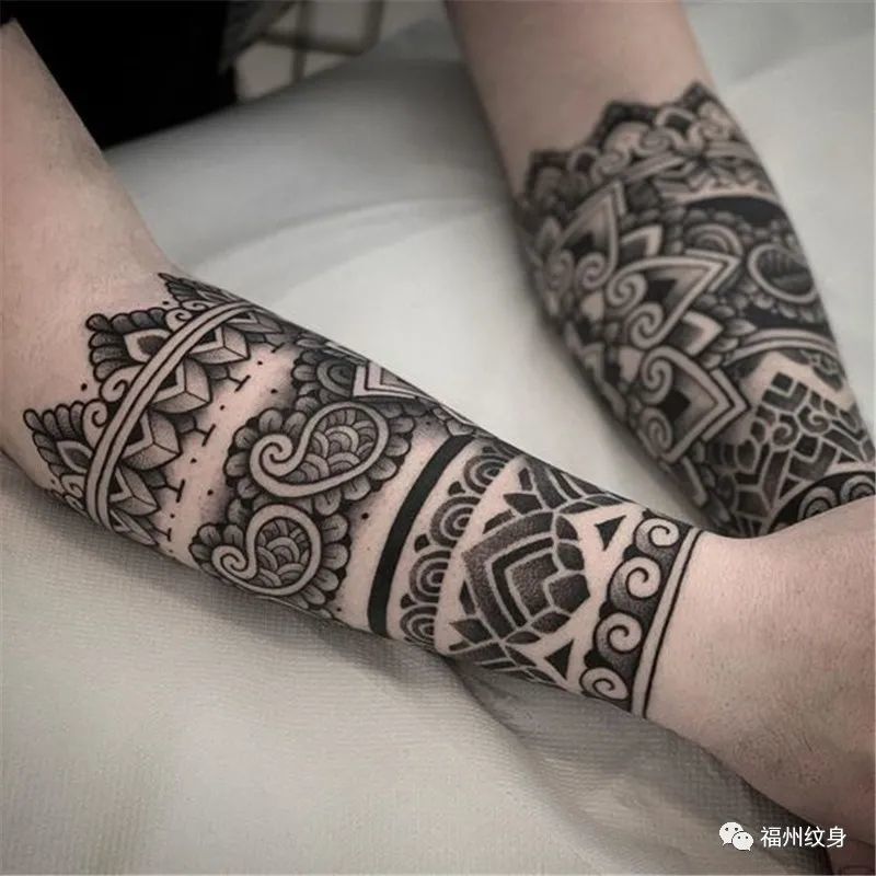 玛雅图腾风格花臂纹身图案