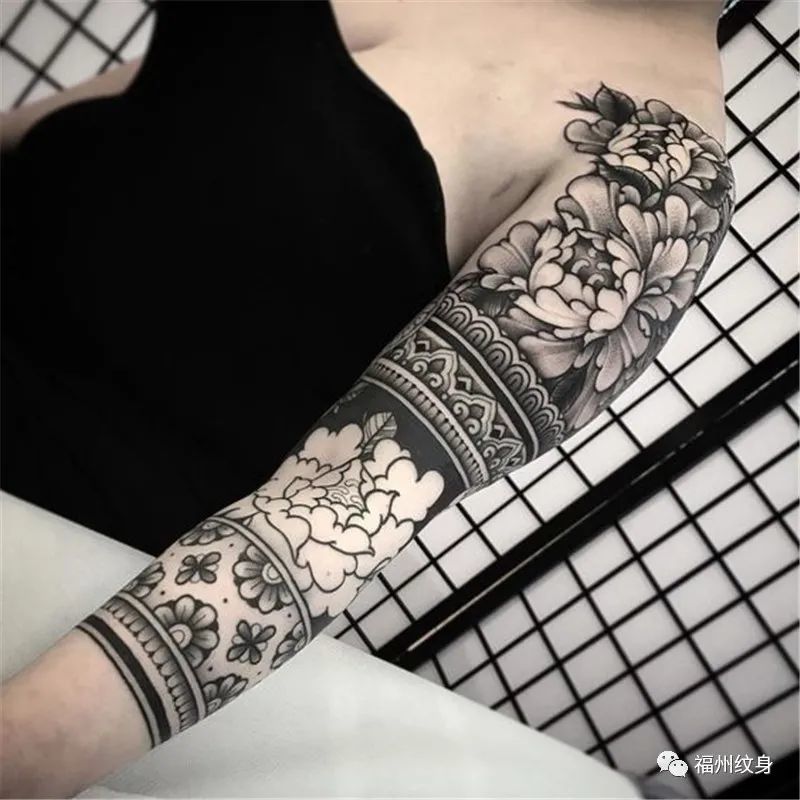 玛雅图腾风格花臂纹身图案