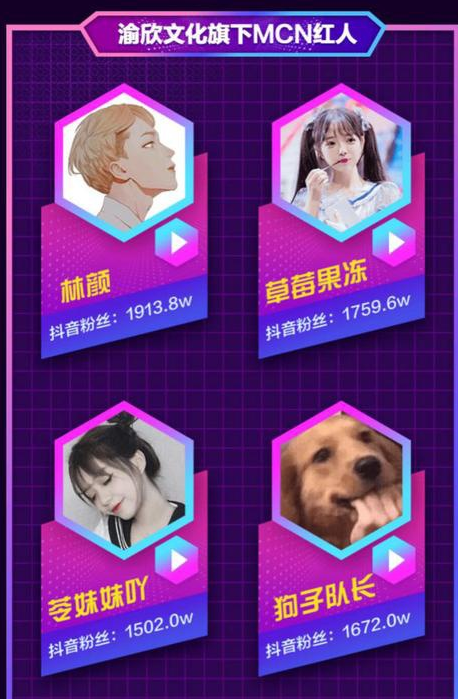 2019年渝欣文化才成立,在这一年渝欣文化就拿到了抖音十大最有影响力