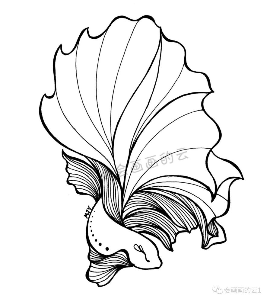 鱼尾的线条比较长,画的时候手要稳,线条不要断断续续~细节图:- end