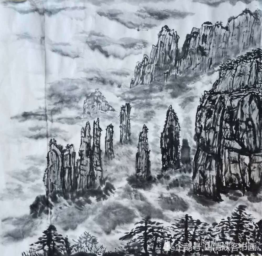 张家界|山清峡客学生国画山水作品-张家界印象