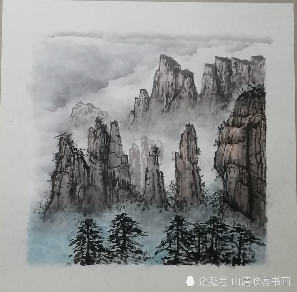 张家界|山清峡客学生国画山水作品-张家界印象