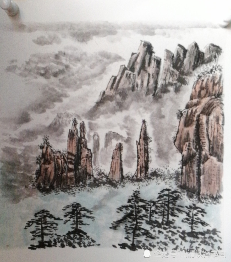 张家界|山清峡客学生国画山水作品-张家界印象