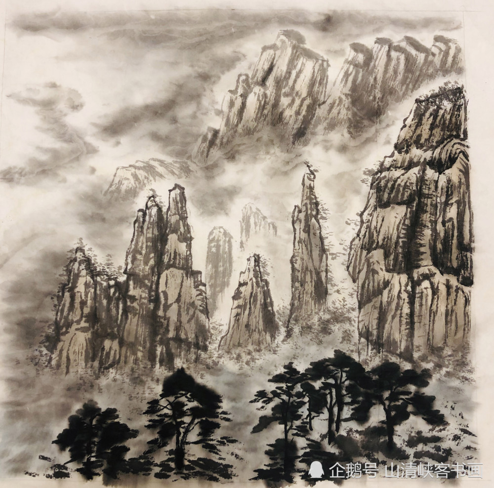 张家界|山清峡客学生国画山水作品-张家界印象