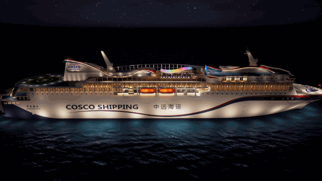 中国造中国用国内滚装设备最全的智能豪华客滚船进坞