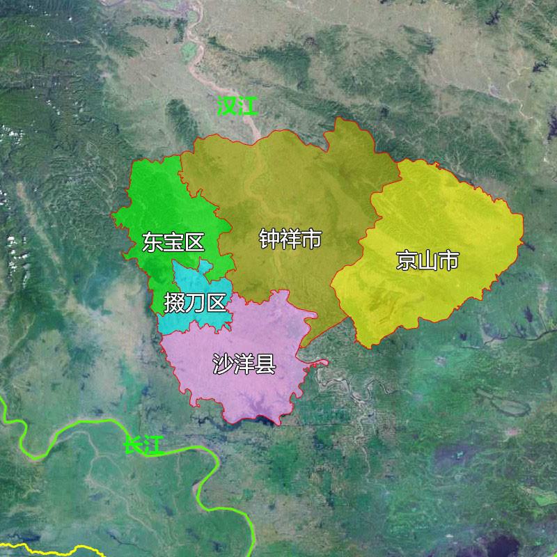 7张地形图快速了解湖北省荆门市辖区县市